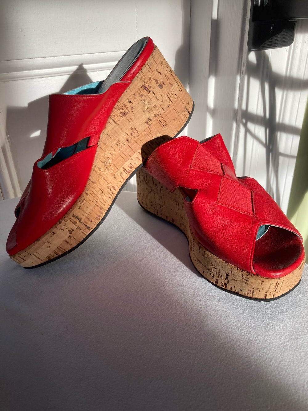 Thierry Rabotin cork platform red leather 37.5 great!